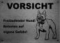 Preview: Edelstahl Warnschild Französische Bulldogge French BulldogVORSICHT Freilaufender Hund! Betreten auf eigene Gefahr!